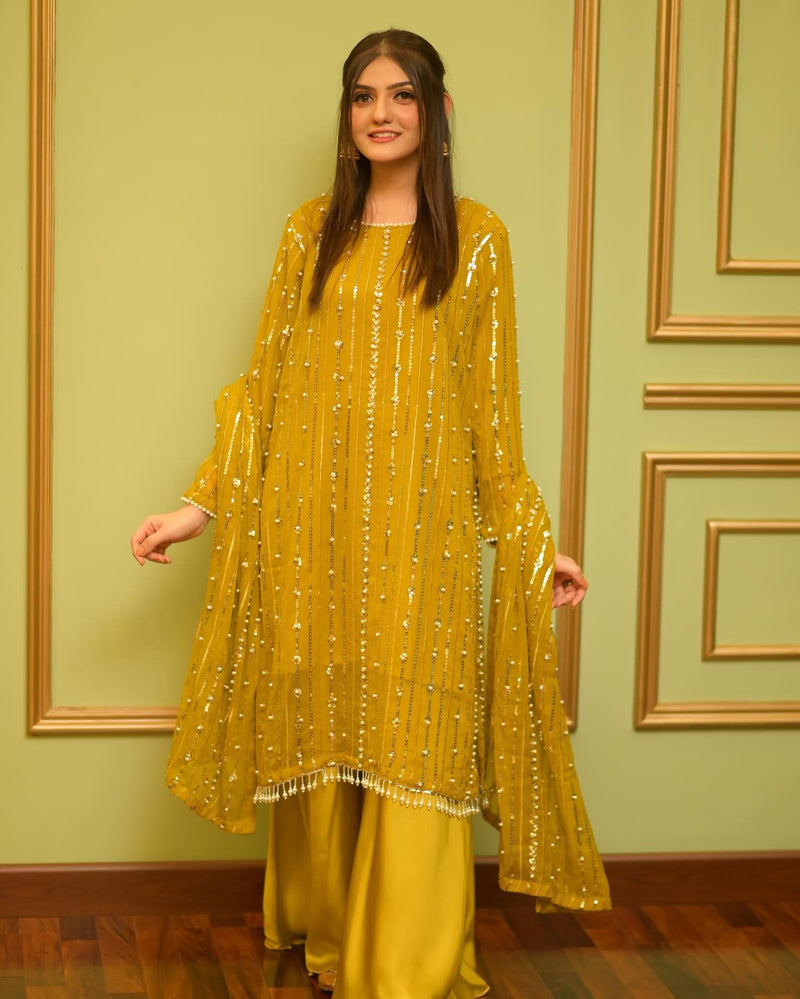 Hania Amir Pure Chiffon Perl Embroidery CS-4002