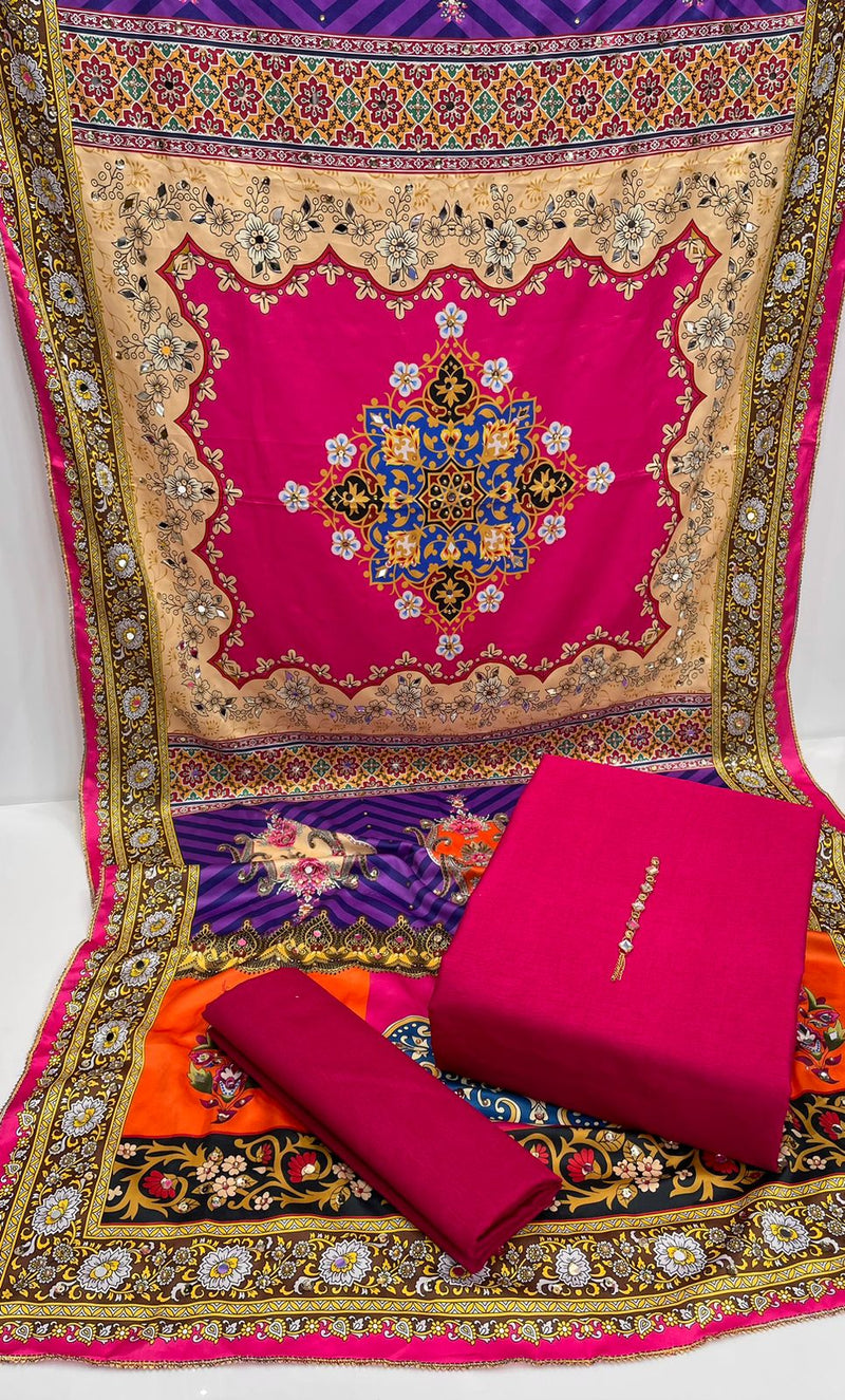 Fancy Handmade Heave Shwal 3Pc CS-4020 - Chishti Sabri Fabrics 