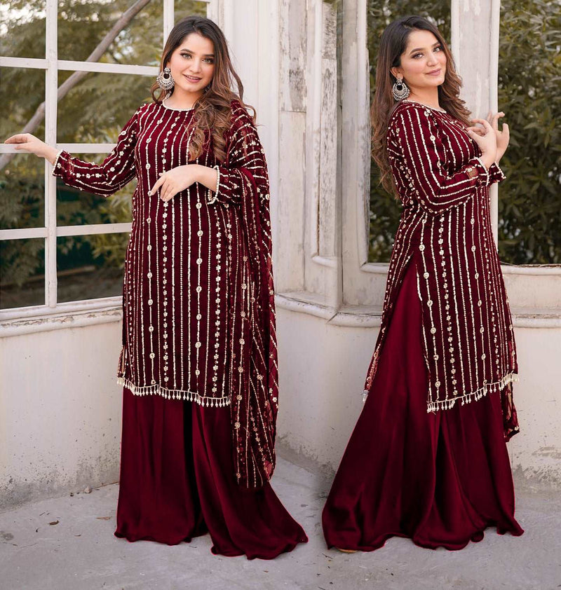 Hania Amir Pure Chiffon Perl Embroidery CS-4007